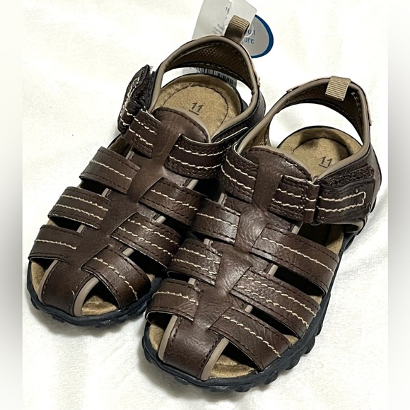 Carter's Little Boy Brown Jupiter Durable Outdoor Sandals Easy Closure Sz 11 - Picture 1 of 11